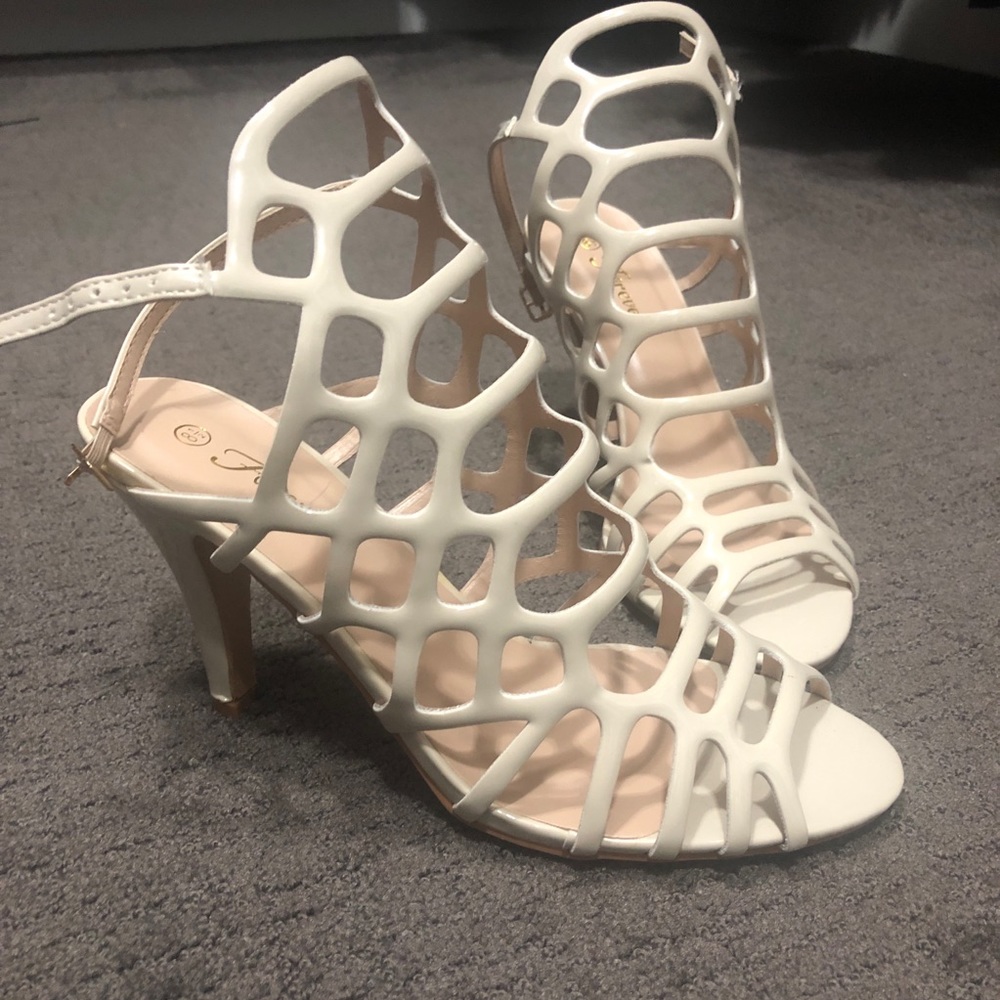 nude caged heels